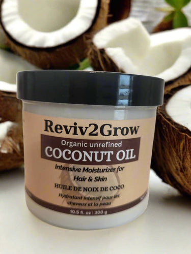 REVIV2GROW Organic Unrefined Coconut Oil ( 10.5 oz), natural hair care products. Sareya Beauty Supply store in Calgary Alberta Canada